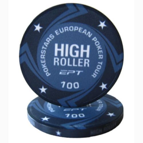 Fiches Keramik EPT European Poker Tour High Roller Replik Wert 100 für Poker Turnier Spiele Blister mit 25 Chips Keramik 10 Gramm von Generisch