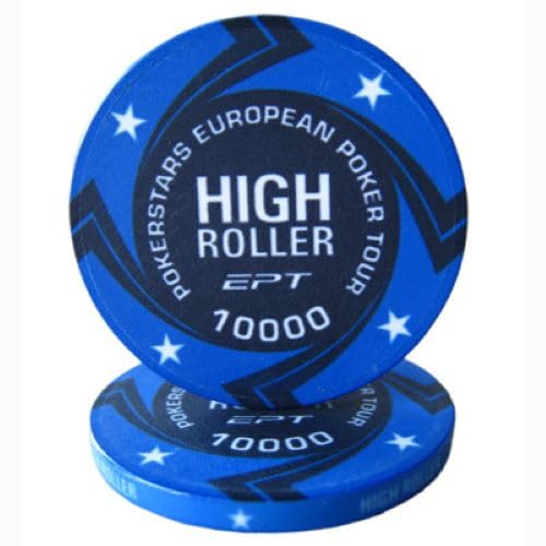 Fiches Keramik EPT European Poker Tour High Roller Replik Wert 10000 für Poker Turnier Spiele Blister mit 25 Chips Keramik 10 Gramm von Generisch