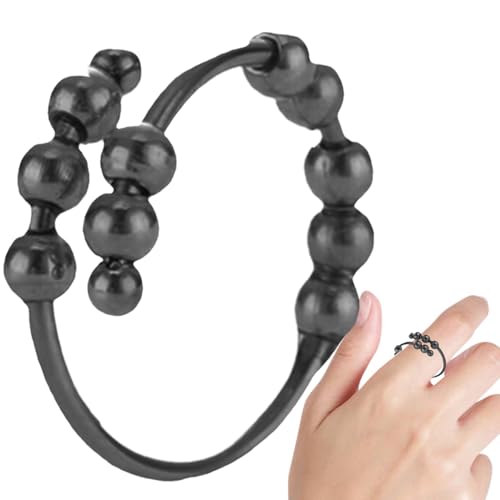 Fidget Bead Ring, Damen Spinner Ring - Verstellbarer Schmuck-Entspannungsring Fidget | Flexible Passform, bequemer Tragering, drehbare Perlenringe für Reisen, Arbeiten, Ausflüge von Generisch