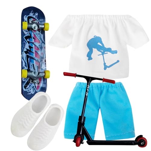 -Finger-Skateboard-Set,Finger Scooter mit Finger Pants Schuhe und Werkzeuge | Finger Scooter Spielzeug Scooter Fingerboard Zubehör Pädagogisches Geburtstagsgeschenk für von Generisch