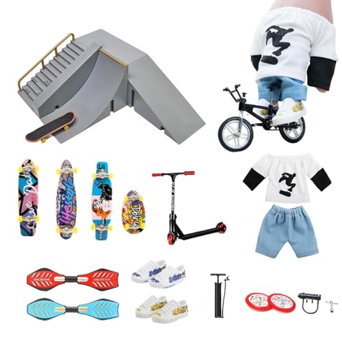 -Finger-Skateboard-Set,Skate Park Kit Skateboards Swing Board Fingerspielzeug - Fingerspitzenbewegungs-Fahrrad-Partygeschenke für Kinder als Geschenk von Generisch