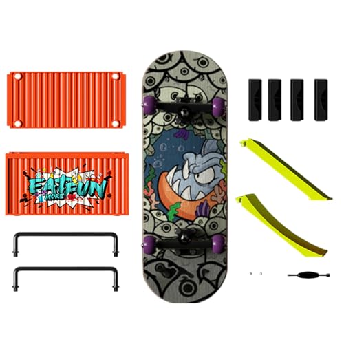 Fingerboard-Rampen-Set, Finger-Skateboards für Kinder - Finger-Skateboard-Sets, Mehrzweck-Skateboard-Spielzeug,Hand-Skateboard mit Container-Fingerbrettern, Spielzeug für drinnen und draußen von Generisch