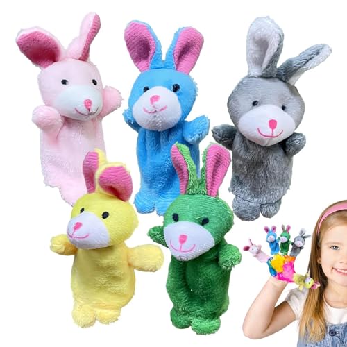 -Fingerpuppen, Fingerpuppen für Babys | Plüsch Bunny Finger Toy Doll Set von 5 | Weiche Hände Spielzeugpuppen Spiel für Kinder Familieneltern sprechen Geschichte von Generisch