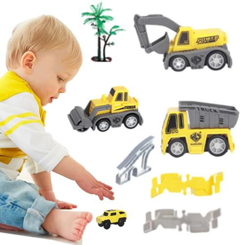 Flexible Autostrecken für Kinder,Flexible Rennstrecke für Kinder - BAU-LKW-Auto und Flexibles Gleis-Spielset - STEM-Lernbausatz, Lernspielzeug für und Mädchen ab 3 Jahren von Generisch