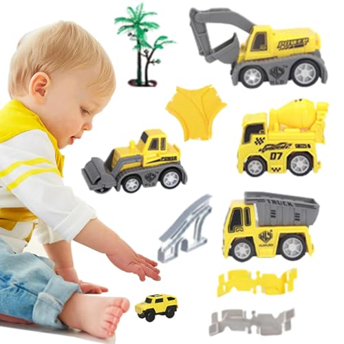 Flexible Rennstrecke für Kinder,Konstruktionsrennstrecken für Kinder - BAU-LKW-Auto und Flexibles Gleis-Spielset,Technisches Spielzeug, Lernspielzeug für und Mädchen ab 3 Jahren von Generisch