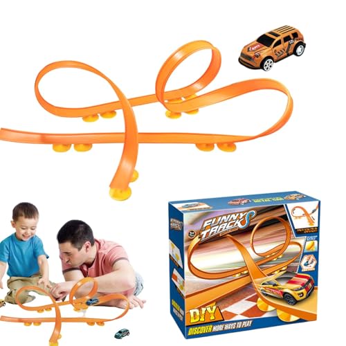 Flexible Track Toy Car, Assembling Track Race Pull-Back Car, Flexible Tracks Toy, Funny Flexible Road Games for Christmas, Halloween, Family Gatherings, Interactive Toy for Kids and Family Fun von Generisch