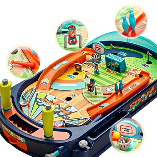 Flipper Spielzeug Mega Flipper Multi Sport Fußball Hockey Basketball Bowling Sport Game Flipper Pinball Retro Arcade Flipper Tischfußball Geschicklichkeitsspiel Arcade Maxi Flipper cm 47 Kinder von Generisch