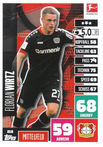 Florian Wirtz Leverkusen offensives Mittelfeld Topps Match Attax Saison 2020/21 Fußball Sammelkarte 218 von Generisch