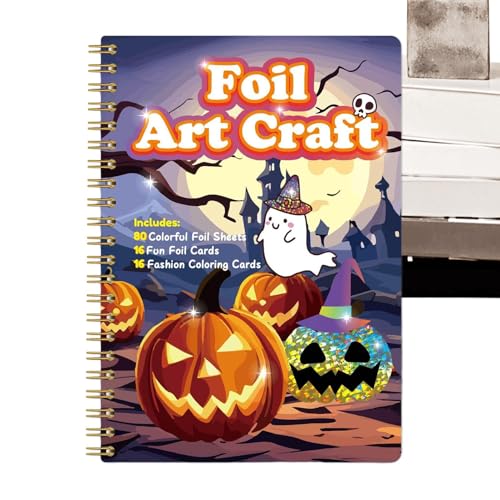 Folienhandwerk Kit, kreative Halloween-Malvorlagen für 4-10 Jahre alte Kinder, Folienhandwerk Aktivitätsbuch, Folien Malbuch für Geburtstag Weihnachten Halloween Folienhandwerk Kit, kreative Halloween-Malvorlagen für 4-10 Jahre alte Kinder, Folienhandwerk Aktivitätsbuch, Folien Malbuch für Geburtstag Weihnachten Halloween von Generisch