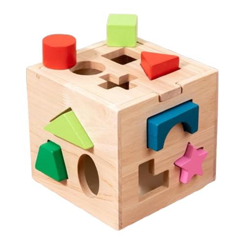 Form-Holzpuzzle-Spielzeug, Holzform-Puzzle für Kinder - Holzblöcke Sortierwürfel Sortierspielzeug - Buntes Lernspielzeug mit 13 Formen, Klassische Puzzlespiele für Kinder von Generisch