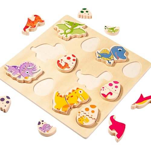 Formpassende Puzzles,Dinosaurier-Puzzles für Kinder,Passende 3D-Spielzeuge aus Holz - Cartoon-Lernspielzeug, niedliche Tierpuzzles für die Fähigkeit zur Formerkennung von Generisch