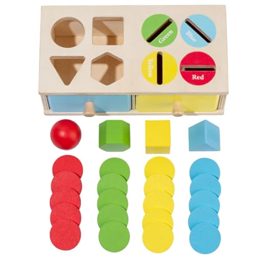 Formsortier-Farb-Matching-Box-Spiel, Farb-Formsortierer-Spielzeug aus Holz - Form- und farblich passendes Spielzeug mit Box | Einfach zu organisierendes Farblernspielzeug für Kleinkinder für Kindergar von Generisch