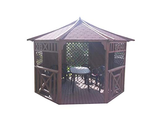 GARTENLAUBE HOLZPAVILLON mit Holzdach 3,5m x 3,5m mit SCHINDEL von Generisch