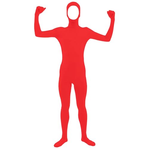 Ganzkörperanzug Unisex Zentai Suit Halloween Kostüm für Erwachsene Ganzkörper Slenderman Kostüm Außerirdischer Bodysuit Spandex Stretch Zentai Kostüm für Erwachsener Kind (12-Red, XL) von Generisch