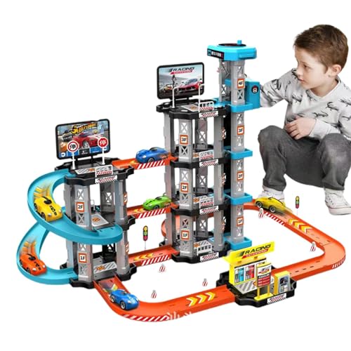 Garage-Autobahn-Spielset, Auto-Parkhaus-Spielzeug,Fahrzeug-Streckenspielzeug-Montage-Rennwagen-Abenteuer Vorschulpädagogisches Spielzeug Für Kinder, Und Mädchen von Generisch