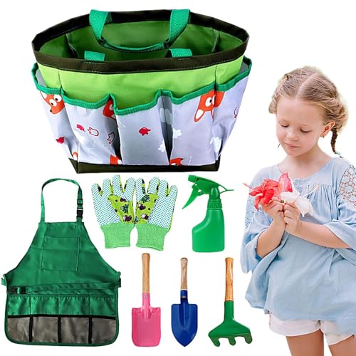 Gartenspielzeug für Kinder,Spielzeug-Gartenset für Kleinkinder - 7-teiliges Set mit pädagogischen Pflanzwerkzeugen - Pädagogische Wissenschaftssets mit Gartenwerkzeugtasche für den Außenbereich, Garte von Generisch