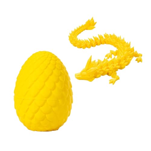 Gedrucktes Drachenei Geheimnisvolle Drachen,Mystery Drachen Eier artikulierte Kristalldrachen,Realistische Beweglicher Drachen Figuren Überraschung Easter Dracheneier Ostergeschenk (Gelb) von Generisch