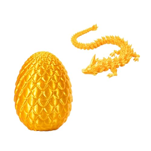 Gedrucktes Drachenei Geheimnisvolle Drachen,Mystery Drachen Eier artikulierte Kristalldrachen,Realistische Beweglicher Drachen Figuren Überraschung Easter Dracheneier Ostergeschenk (Gold) von Generisch