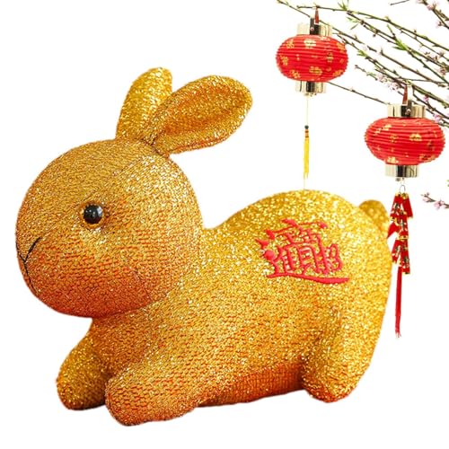 Gefüllte Hasenfigur | Glückssymbol weich und gemütlich Tierpuppe Spielzeug | Exquisite chinesische Kaninchen-Dekorationen Kaninchen Stofftier für Feiern Chinesisches Neujahr von Generisch