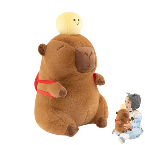 Gefülltes Capybara, Capybara Plüschtier | Niedliches Cartoon-Tier-Plüschtier - Tischtennis-Rucksack, weich, 13,78 Zoll, Kindergärten, Heimdekoration für Halloween, Weihnachten, Erntedankfest von Generisch