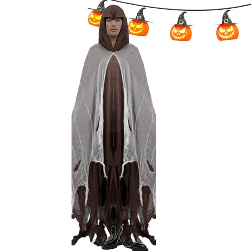 Geisterumhang mit Kapuze, Halloween Geisterumhang, Atmungsaktiver Halloween-Horror-Hexenumhang für Erwachsene, Horror Festival Rollenspiel-Kapuzenumhang für Haunted House Cosplay-Spiel Geisterumhang mit Kapuze, Halloween Geisterumhang, Atmungsaktiver Halloween-Horror-Hexenumhang für Erwachsene, Horror Festival Rollenspiel-Kapuzenumhang für Haunted House Cosplay-Spiel von Generisch