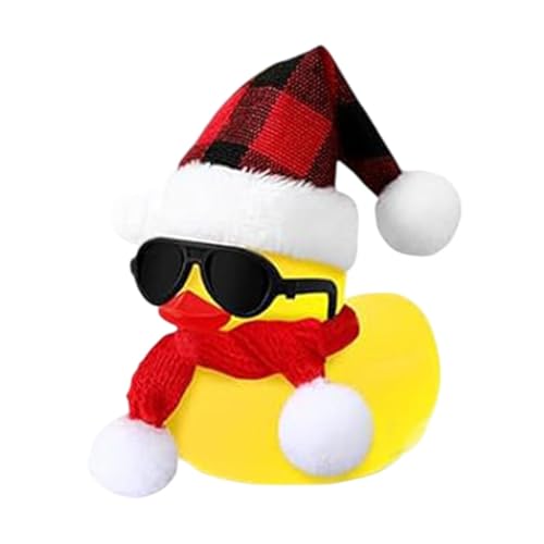 Gelbe Quietscheente, Weihnachtsgummiente,Schwimmende quietschende Gummienten mit Sonnenbrille, Schal, Mützen - Schwimmende quietschende Gummienten, Auto-Armaturenbrett-Entendekorationen, Enten-Badespi von Generisch