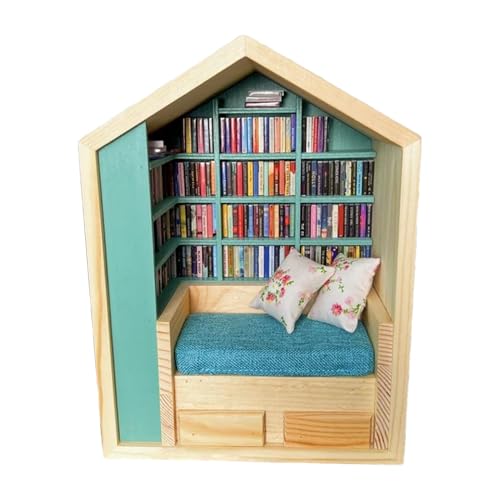 Generic Easy to Use Wooden House Kit, Sturdy Materials Wooden Decoration Kit, Easy Installation Miniature Library Kit, Themed Decoration Wooden House Model for Boys and Girls von Generisch