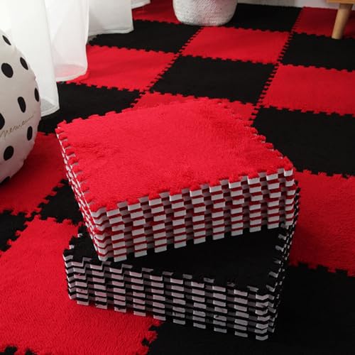 Generic Schaumstoff-Bodenmatte, Puzzle-Fliesen – 40 Stück, ineinandergreifende Plüsch-Teppichteile für Wohnzimmer, Spielzimmer – 30,5 x 30,5 cm große Teppiche zum Spielen von Generisch