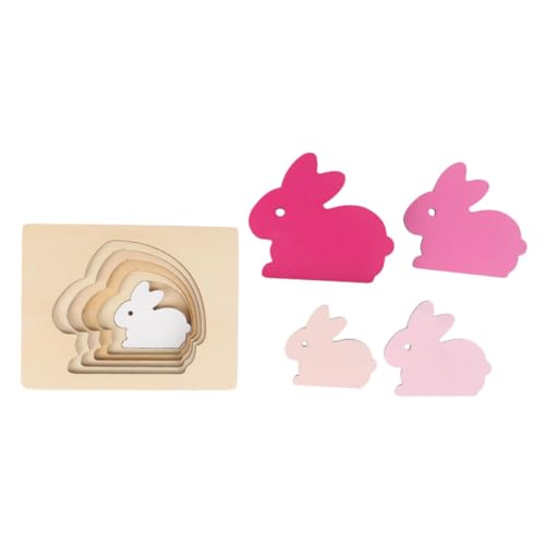 Generisch 1 Satz Farberkennungsspielzeug lehrreich Rätsel Hasen-Puzzle Kinder Puzzle kinderpuzzle Puzzlematte puzzlekleber Spielzeug mit Farbverlauf Stereo-Spielzeug aus Holz hölzern Rosa von Generisch