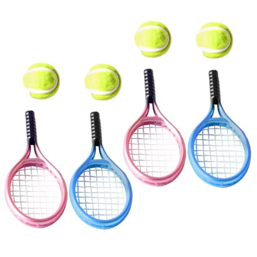 Generisch 1 Satz Mini-Tennis Schläger Badminton Miniaturen Gadgets tragbar Miniatures verkleidungsaccessoires Tennis-Set für Puppenhäuser Mini- Fotografie Requisiten Mini- Plastik von Generisch