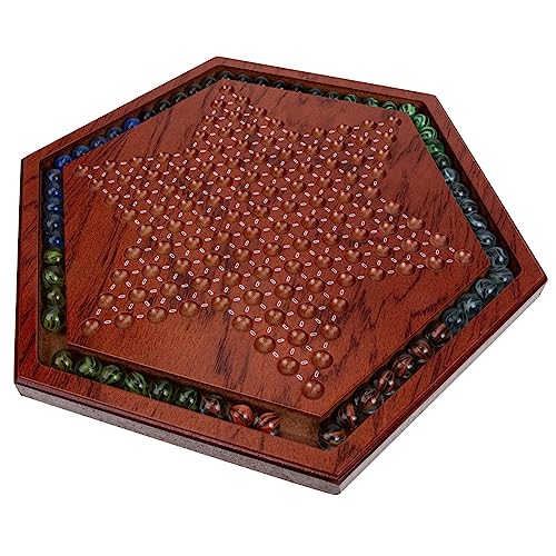 Generisch 1 Satz Sechseckige Holz Checkers Platte B Chinesisches Dame Chinesisches Dame Desktop Spiel Chinesisches Dame Lernbrettspiel Braunes Glas von Generisch