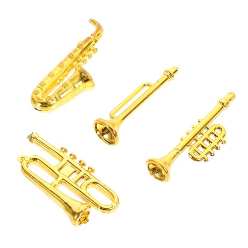 Generisch 1 Satz klassisches Musikinstrument Miniatur-Puppenhaus-Saxophon Miniatur-Saxophon musikspielzeug Musikalisches Mini-Hausschmuck Mini- -Musikinstrument Golden von Generisch