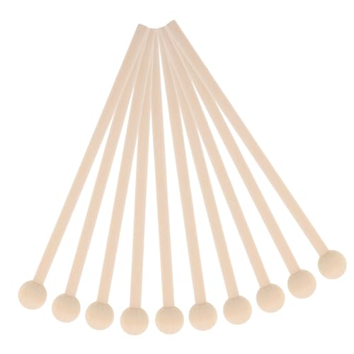 Generisch 10 Stück Rhythmus Sticks Musical Musical Drumsticks Musikglocken Jingle Bells Kleinkind Trommelstöcke Percussion Khaki Holz von Generisch