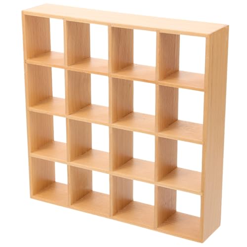 Generisch 16-Gitter-lagerregal Miniaturen Puppenstubenregal Bücherregale Schwebend Planke Figur Winziges Gestell Nachttisch Mini- Zubehör Anzeige Bausatz Holz von Generisch