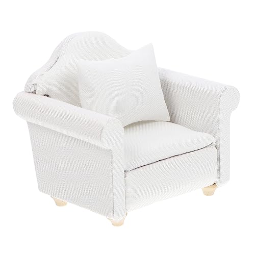 Generisch 1Pc White Mini House Möbel Holz Miniatursimulation Sofa Doll Hausmöbel Baumwoll Mini Single Sofa von Generisch