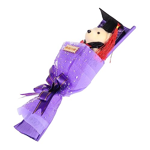 Generisch 1Stk Strauß Grad Kasse Gruß Zeremonie Bärenpuppe Aufkleber Hochschule Ihr tragen pummeluff Kuscheltier Stitch+Kuscheltier gedächtnis gewürzset Geschenkeidee Stoff Violett von Generisch