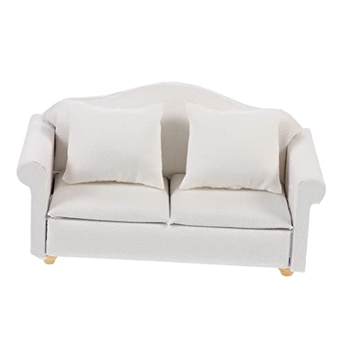 Generisch 1stk Mini-Sofa Puppe Zweisitzer-Couch Miniatur Mini Möbel Ästhetisch Liebesplatz Strauß Mini-landschaftssofa Bausatz Doppelsofa Sofa-Modell Baumwolle Weiß von Generisch