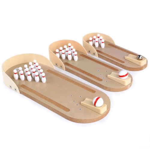 Generisch 2 Sätze Bowlingspiel für die Schule interaktives dekompressionsspielzeug dekompressions School Toy Desktop-Bowling- Basketball Spiel Bambus Khaki von Generisch