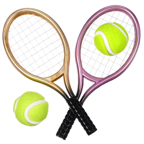 Generisch 2 Sätze Tennisschläger Tennis Bausatz Puppenhauszubehör Mini-tennisschläger Badminton Tennismaschine Miniatursportarten Tennis Sportgeräte Tennisschläger Für Gummis Plastik von Generisch