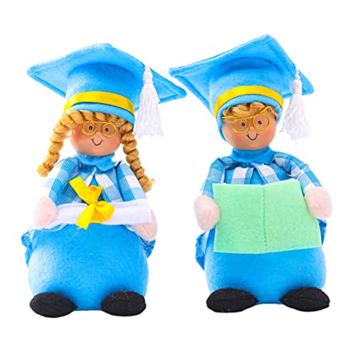 Generisch 2 Stück Arztpuppe Blaue Ornamente Tablett Ornamente Für Puppen Puppenkleidung Abschlussbär Abschluss Motto Puppe Doktorhut Puppe Schöne Puppe Himmelblau von Generisch