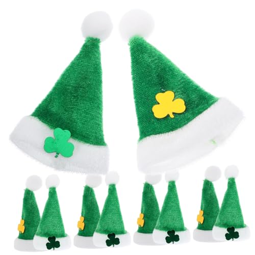 Generisch 20 Stück Mini-Kleeblatt-Hut-Ornamente St. Patricks Day-Dekorationen Plüschmaterial Lebendige Farben für Puppen-projekte von Generisch