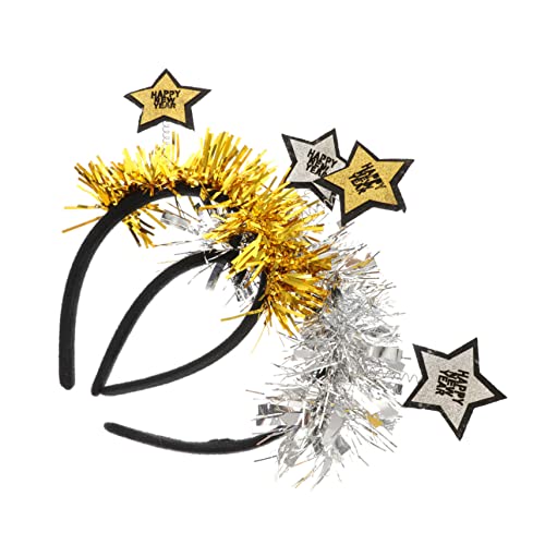 Generisch 2st Weihnachtsstirnband Neujahrsstirnband 2021 Silbernes Lametta-stirnband Kopfhörer Stirnband Neuheit Party Stirnband Hexen-stirnband Neujahr Kopfschmuck Stirnbänder Grüßer Silver von Generisch