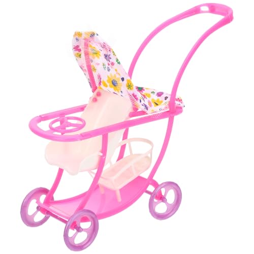 Generisch 3st Kinderwagen Puppen Schminkpuppe Buggys Lauflernwagen Babypuppen Puppenhaus-miniaturen Puppenhauszubehör Puppenwagen Puppenhausdekoration Plastik Rosa von Generisch