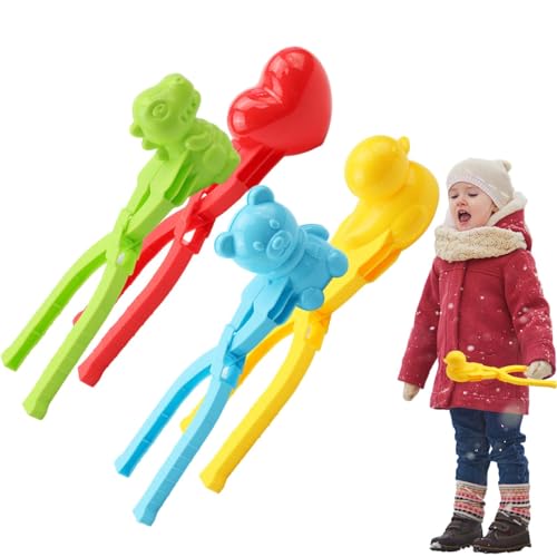 Generisch 4 Stück Schneeformen Für Kinder Im Freien,Winter Schneeball Maker,Schneeballform Mit Griff Für Kinder,Winter Schneespielzeug, Schneeball-Kampfmacher-Werkzeugclip,Schneeball Spielzeug von Generisch