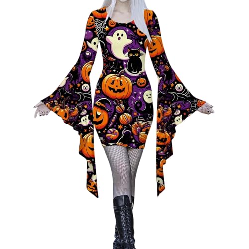 Generisch 50er Kleider Damen Halloween Schwarze Katze Fledermausärmel Blutiges Schmale Passform Kostüm Horror Bodycon Minikleid Spinnennetz Druck Festlich Langarm Party Abschlussball, Schwarz, XL Generisch 50er Kleider Damen Halloween Schwarze Katze Fledermausärmel Blutiges Schmale Passform Kostüm Horror Bodycon Minikleid Spinnennetz Druck Festlich Langarm Party Abschlussball, Schwarz, XL von Generisch