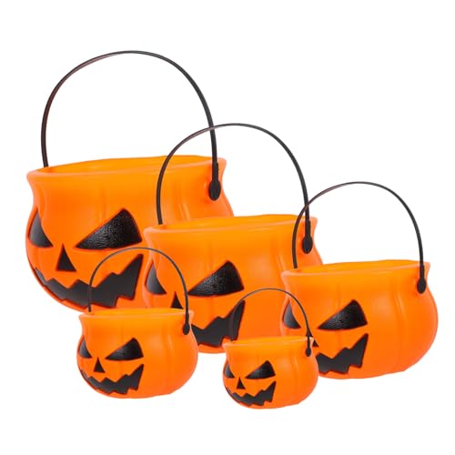 Generisch 5St Kürbis Eimer Kürbisse Halloween-Filz-Einkaufstasche Kürbispaket Halloween-Bündelgarnbeutel Halloween Party Deko geschenkverpackung Party-Bonbonglas Halloween- Abs Orange von Generisch