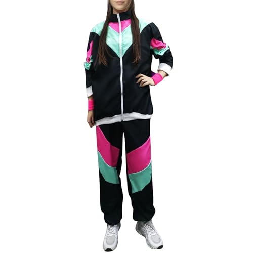 Generisch 80er Jahre Kleidung Damen Set Neon 80 Jahre Outfit Party Mädchen Partei Fancy Dress Zubehör Set Karnevalsshirt Damen 80 90er Jahre Kostüm Damen von Generisch