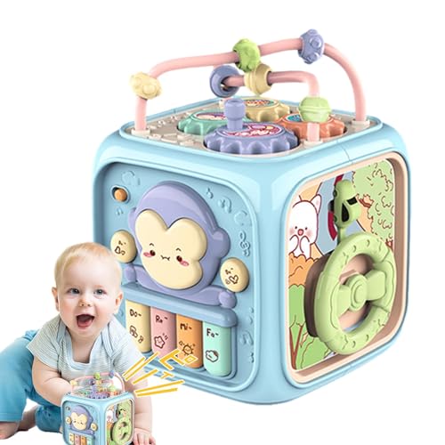 Generisch Activity Cube, Multi-Purpose Hexahedral Hand Drum Learning Cube with Music, Activity Center Box for 18 Months Sensory Development Enlightenment Toy, 5.31x5.31x7.09 inches von Generisch