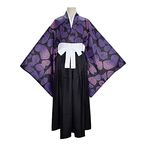 Generisch Anime Kokushibou Cosplay Kostüm Kimono Umhang Outfits Für Halloween Party,Purple-XL von Generisch