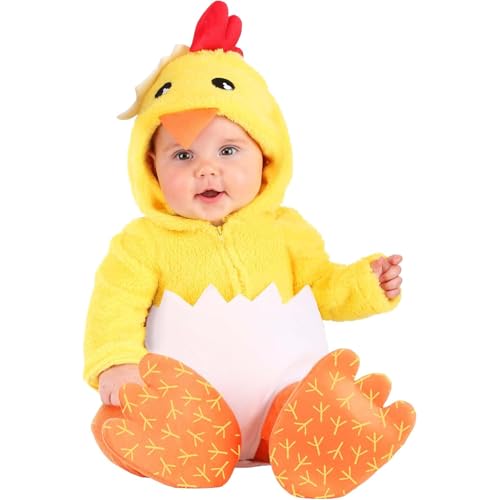 Generisch Baby Hahn Kostüm Winter Cosplay Baby Fleece Hut Tieroverall Tier-Spielanzug mit Kapuze und Schuhen für Mädchen und Jungen Kleinkind Halloween Huhn Kostüm von Generisch